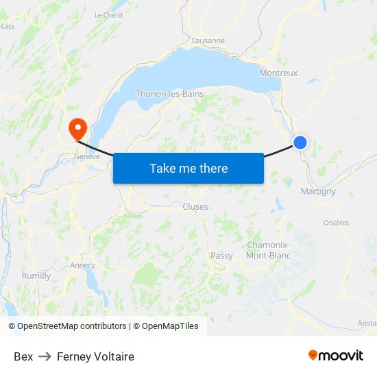 Bex to Ferney Voltaire map