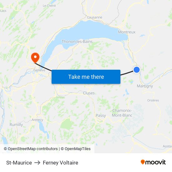 St-Maurice to Ferney Voltaire map