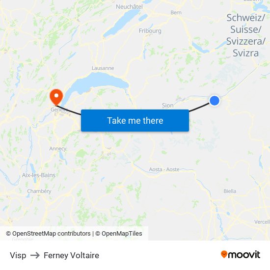 Visp to Ferney Voltaire map