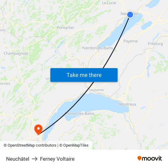 Neuchâtel to Ferney Voltaire map