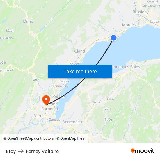 Etoy to Ferney Voltaire map