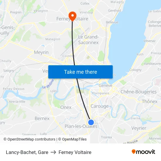 Lancy-Bachet, Gare to Ferney Voltaire map