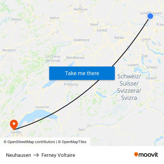 Neuhausen to Ferney Voltaire map