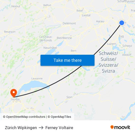 Zürich Wipkingen to Ferney Voltaire map