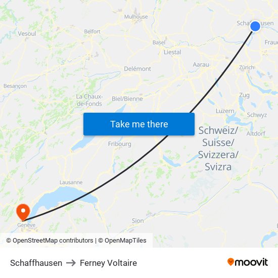 Schaffhausen to Ferney Voltaire map