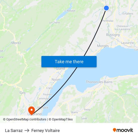 La Sarraz to Ferney Voltaire map