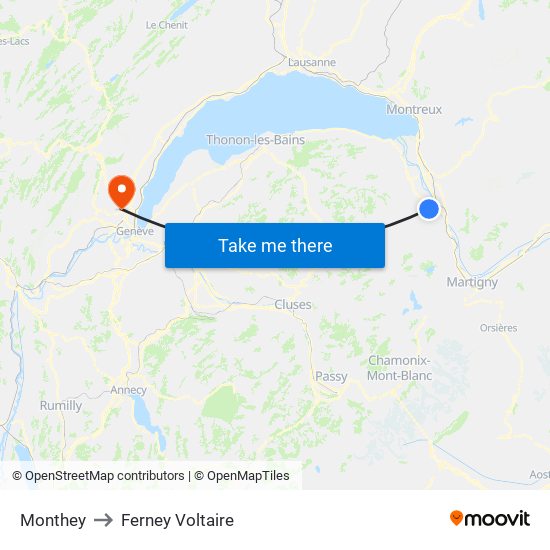 Monthey to Ferney Voltaire map