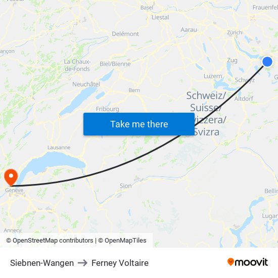 Siebnen-Wangen to Ferney Voltaire map