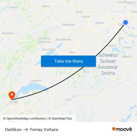 Dietlikon to Ferney Voltaire map