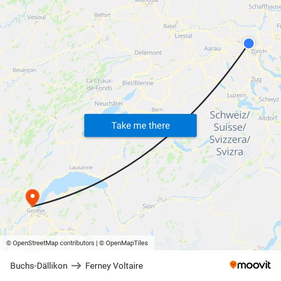 Buchs-Dällikon to Ferney Voltaire map