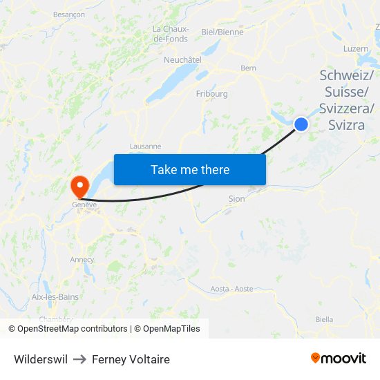 Wilderswil to Ferney Voltaire map