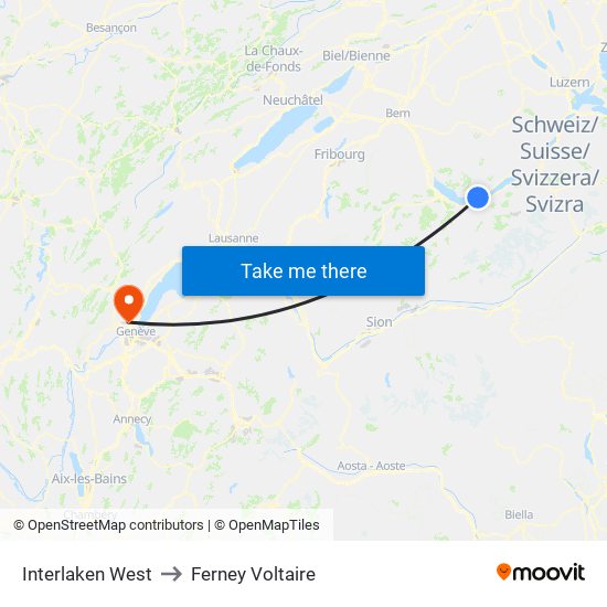 Interlaken West to Ferney Voltaire map