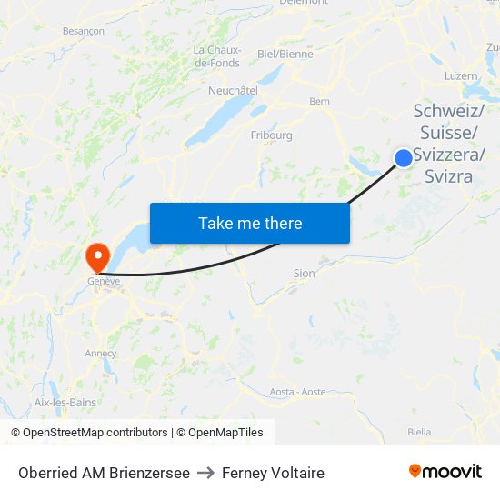 Oberried AM Brienzersee to Ferney Voltaire map