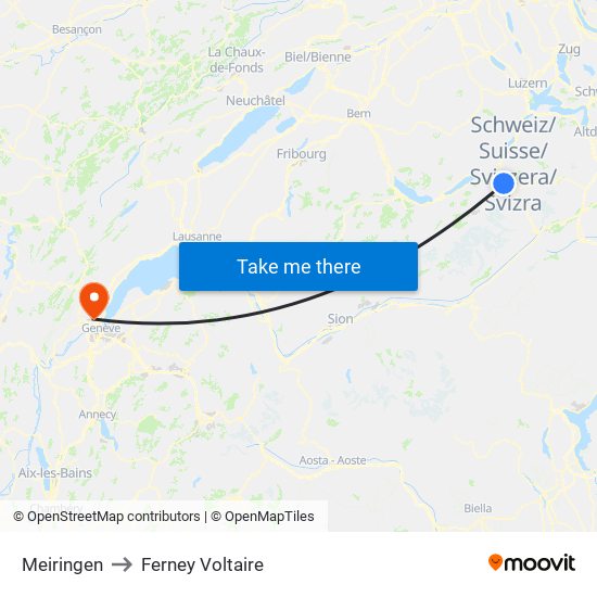 Meiringen to Ferney Voltaire map