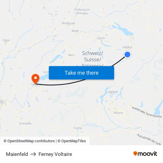 Maienfeld to Ferney Voltaire map