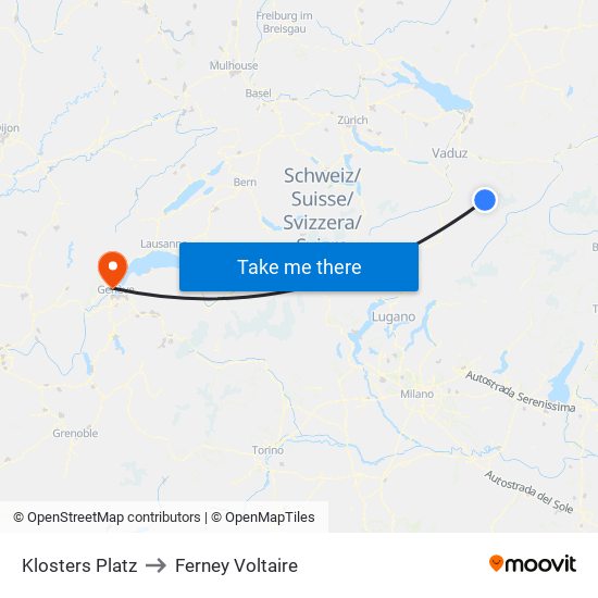 Klosters Platz to Ferney Voltaire map