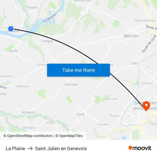La Plaine to Saint Julien en Genevois map