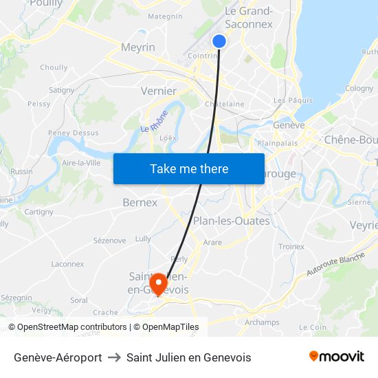 Genève-Aéroport to Saint Julien en Genevois map