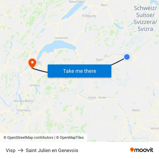 Visp to Saint Julien en Genevois map