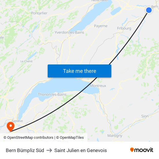 Bern Bümpliz Süd to Saint Julien en Genevois map