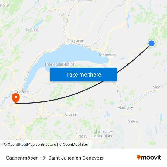 Saanenmöser to Saint Julien en Genevois map