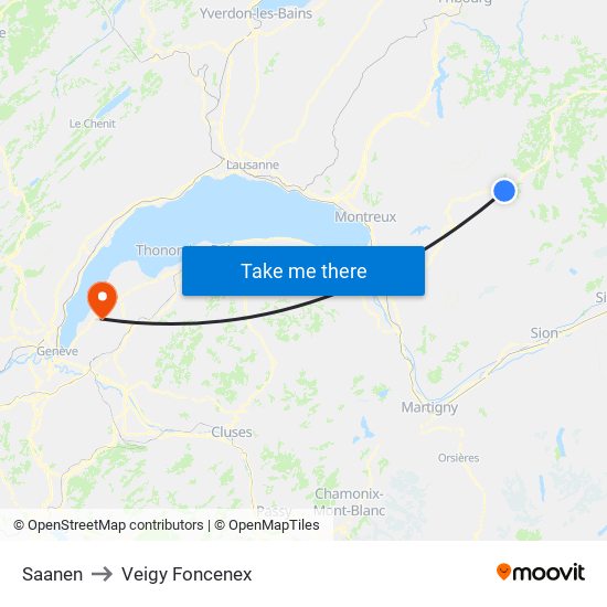 Saanen to Veigy Foncenex map