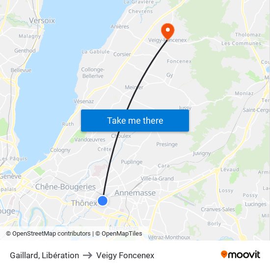 Gaillard, Libération to Veigy Foncenex map