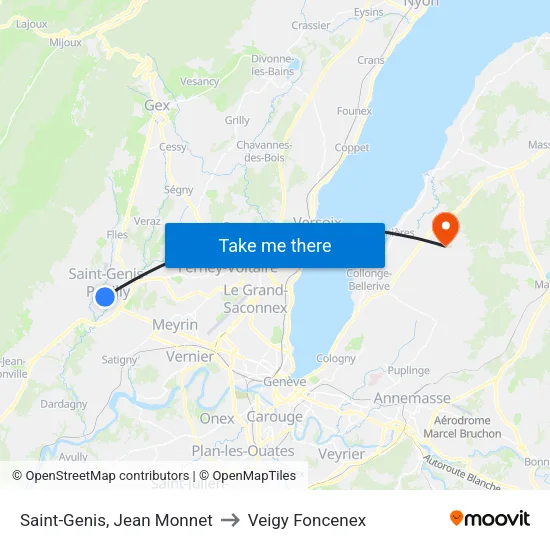 Saint-Genis, Jean Monnet to Veigy Foncenex map