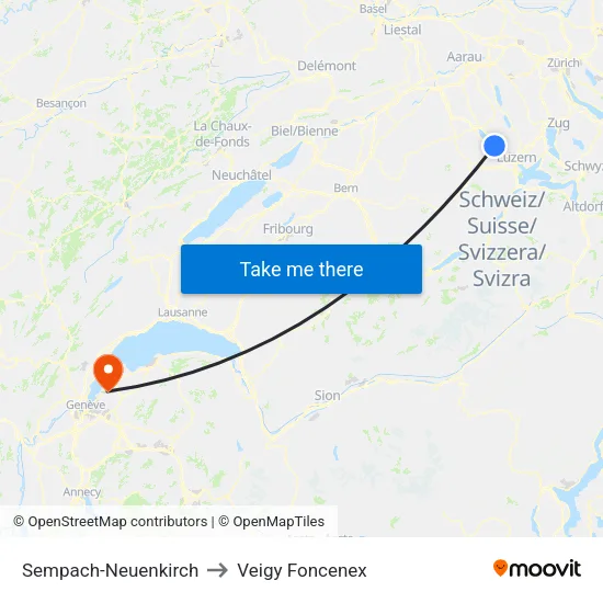 Sempach-Neuenkirch to Veigy Foncenex map