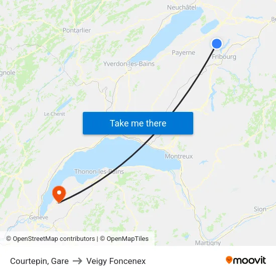 Courtepin, Gare to Veigy Foncenex map