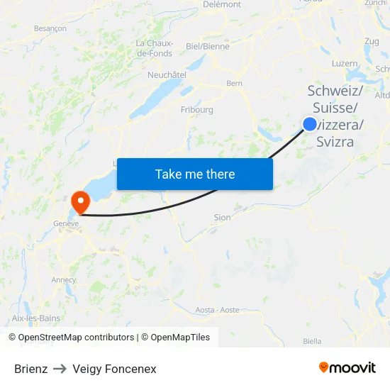 Brienz to Veigy Foncenex map