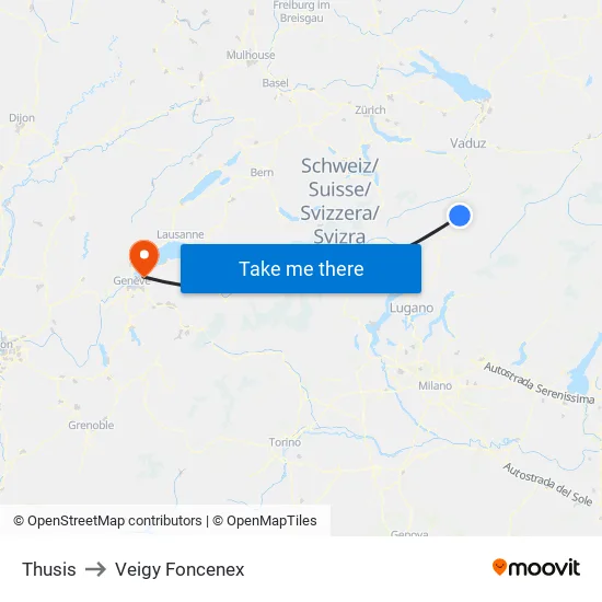 Thusis to Veigy Foncenex map