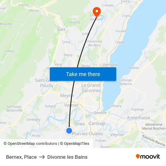 Bernex, Place to Divonne les Bains map