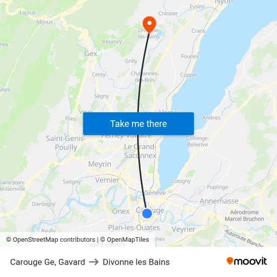 Carouge Ge, Gavard to Divonne les Bains map