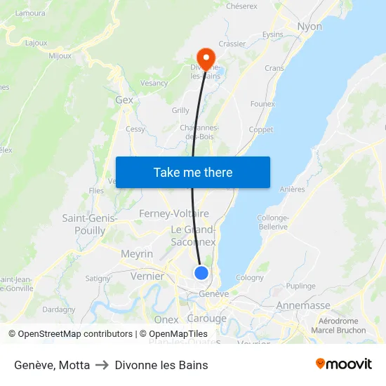 Genève, Motta to Divonne les Bains map