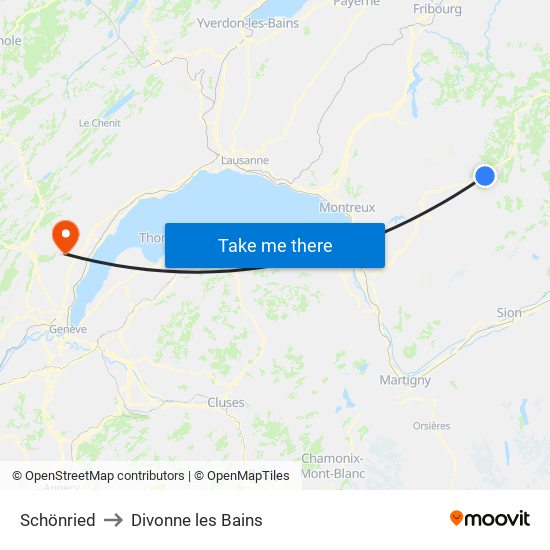 Schönried to Divonne les Bains map
