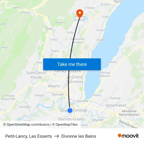 Petit-Lancy, Les Esserts to Divonne les Bains map