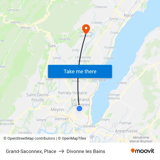 Grand-Saconnex, Place to Divonne les Bains map