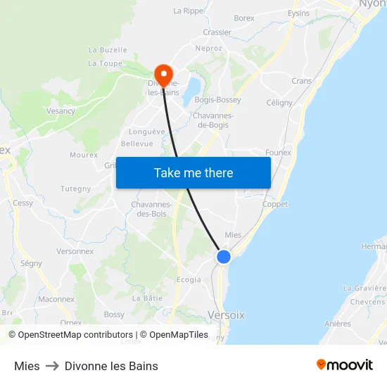 Mies to Divonne les Bains map