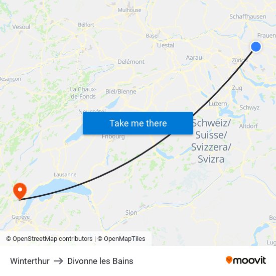 Winterthur to Divonne les Bains map