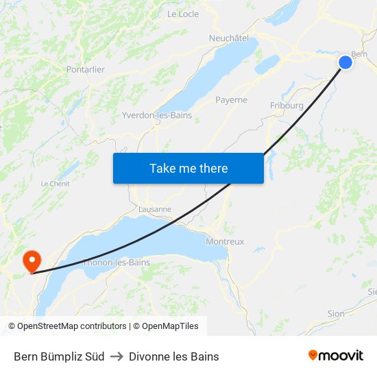 Bern Bümpliz Süd to Divonne les Bains map
