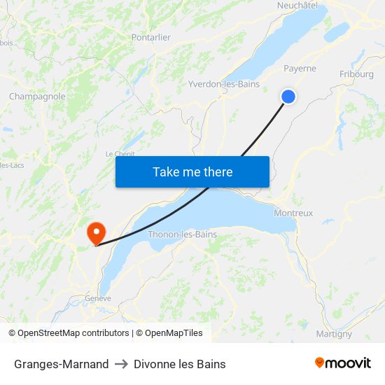 Granges-Marnand to Divonne les Bains map