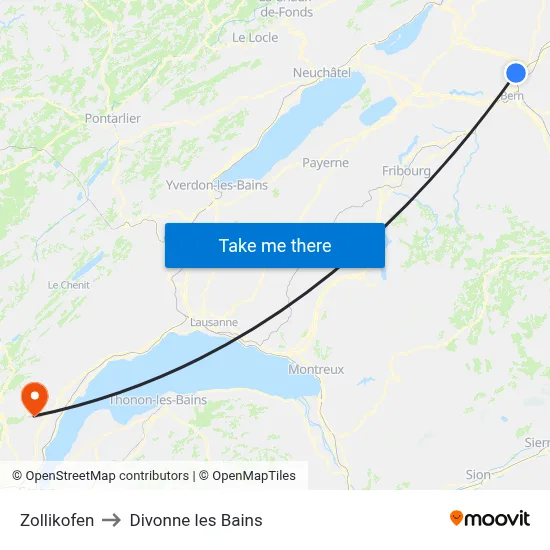 Zollikofen to Divonne les Bains map