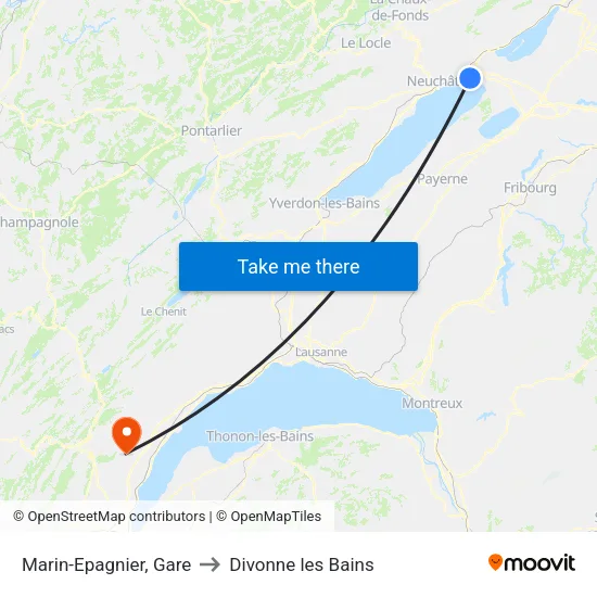 Marin-Epagnier, Gare to Divonne les Bains map