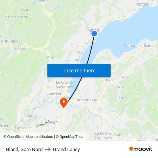 Gland, Gare Nord to Grand Lancy map