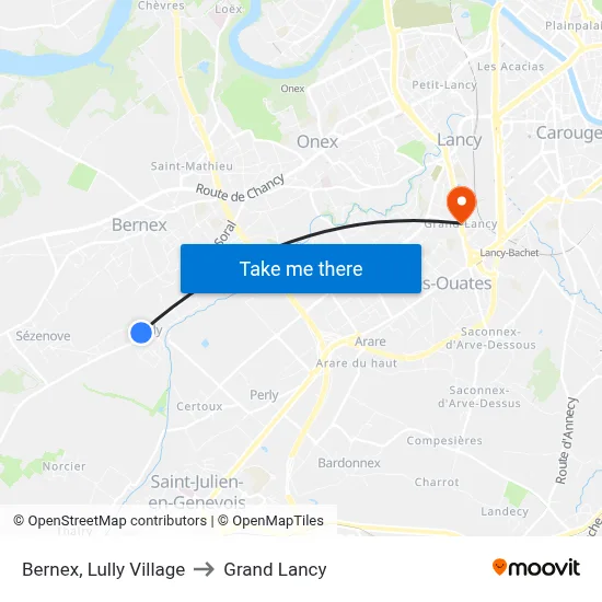 Bernex, Lully Village to Grand Lancy map