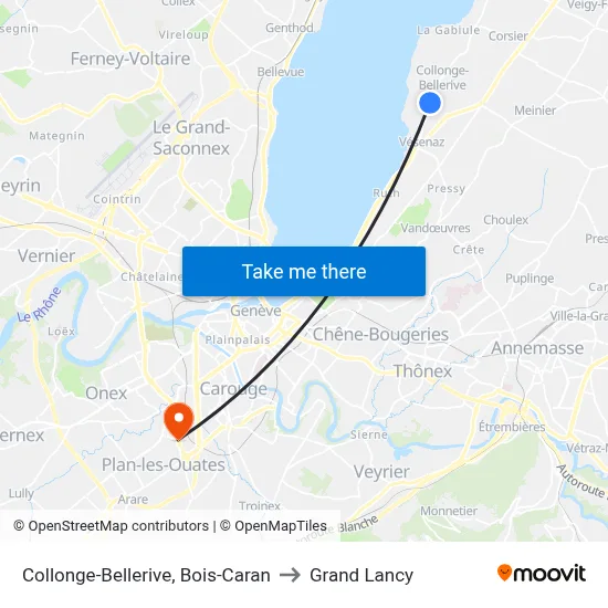 Collonge-Bellerive, Bois-Caran to Grand Lancy map