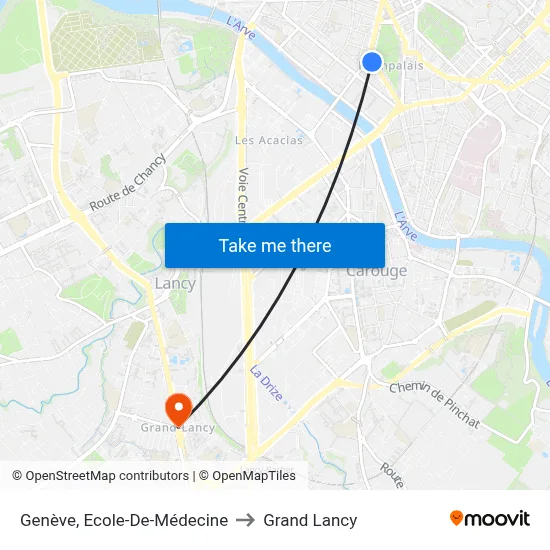 Genève, Ecole-De-Médecine to Grand Lancy map