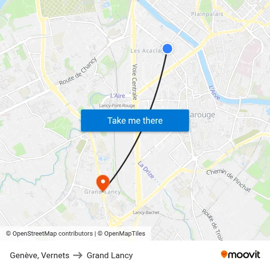 Genève, Vernets to Grand Lancy map