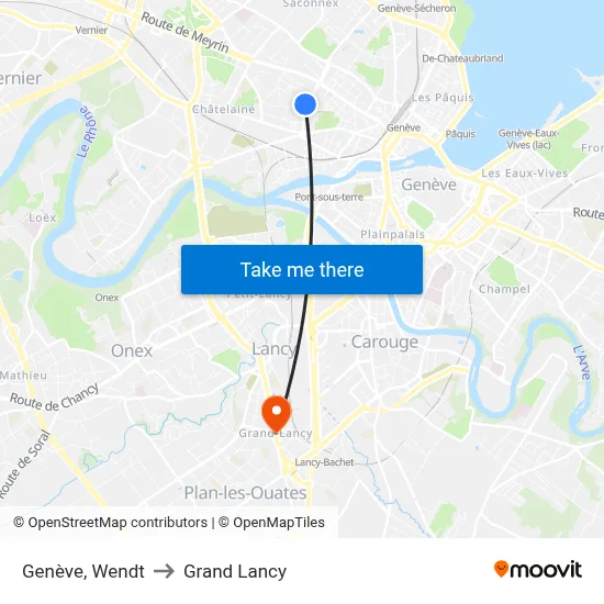 Genève, Wendt to Grand Lancy map